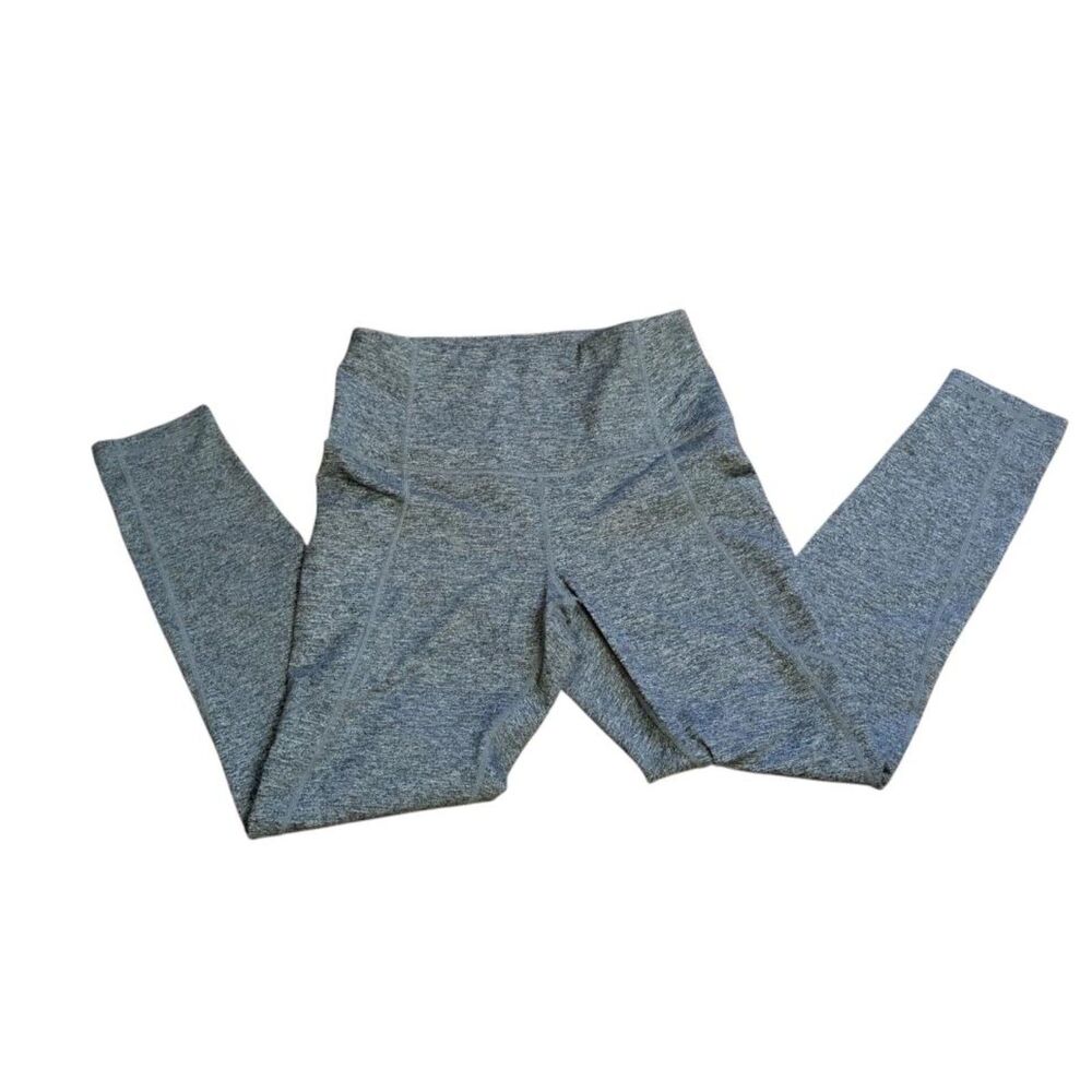 Quince Performance Leggings Size M High Rise Side Pockets Heather Grey